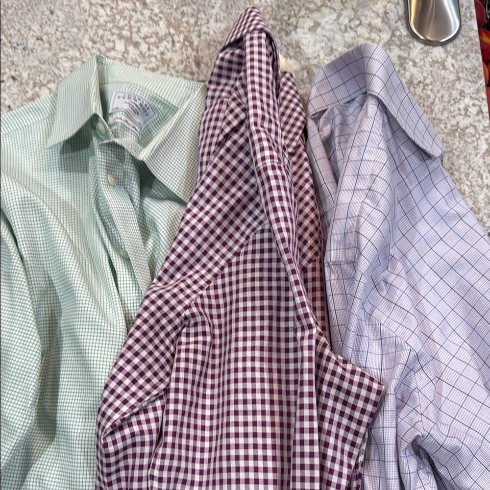 Men's Checkered Shirt Set - Green, Purple, and White/purple/blue